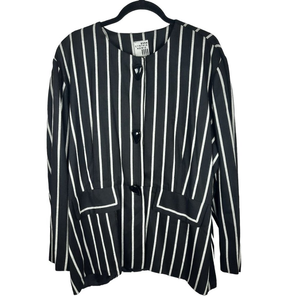 Vintage Cynthia Howie Striped Retro Blazer Jacket - Picture 4 of 12